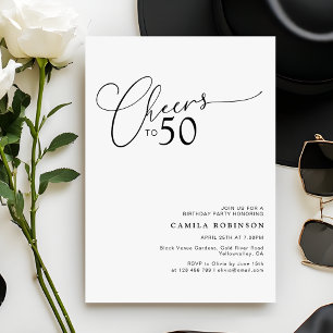 Cheers to 50 Modern Script 50th Birthday Party Invitation