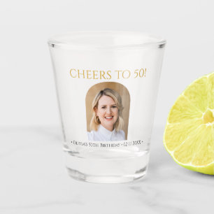 Cheers To 50 Personalised Photo Birthday Party Shot Glass