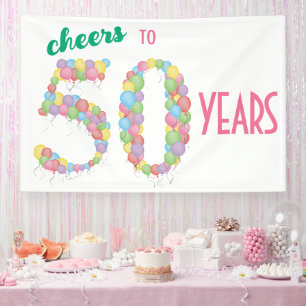 Cheers to 50 Years 50th Birthday Anniversary Banner