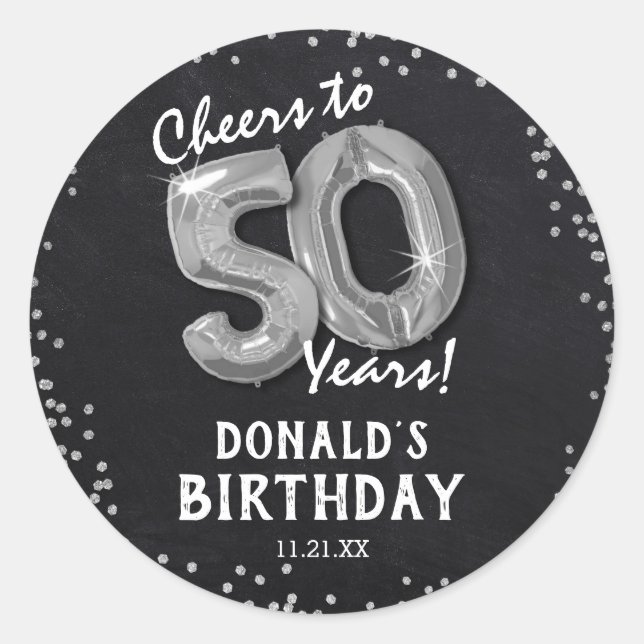 Cheers to 50 Years! 50th Birthday Classic Round Sticker (Front)