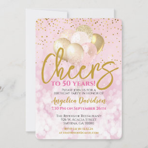 Cheers To 50 Years 50th Birthday Glamourous Invitation
