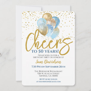 Cheers To 50 Years 50th Birthday Invitation