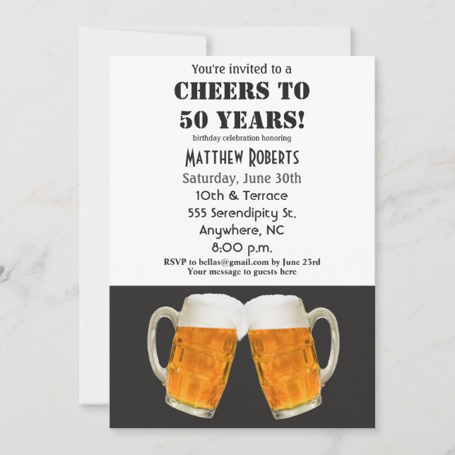 Cheers to 50 Years 50th Birthday Invitation (Front)