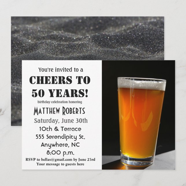Cheers to 50 Years 50th Birthday Invitation (Front/Back)