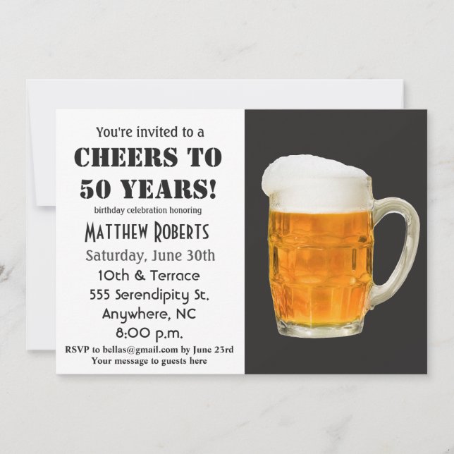 Cheers to 50 Years 50th Birthday Invitation (Front)