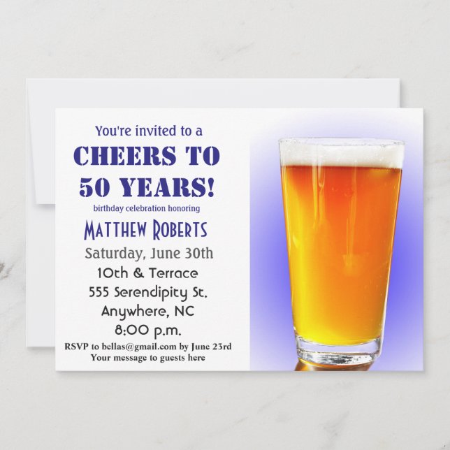 Cheers to 50 Years 50th Birthday Invitation (Front)