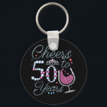 Cheers To 50 Years 50th Birthday Party Button Keyc Key Ring<br><div class="desc">Cheers To 50 Years 50th Birthday Party Team Dinking Family design Gift Basic Button Keychain Classic Collection.</div>