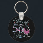 Cheers To 50 Years 50th Birthday Party Button Keyc Key Ring<br><div class="desc">Cheers To 50 Years 50th Birthday Party Team Dinking Family design Gift Basic Button Keychain Classic Collection.</div>