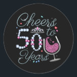 Cheers To 50 Years 50th Birthday Party Classic Rou Classic Round Sticker<br><div class="desc">Cheers To 50 Years 50th Birthday Party Team Dinking Family design Gift Classic Round Sticker Classic Collection.</div>
