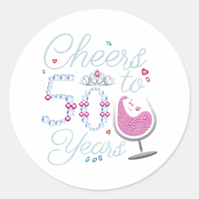 Cheers To 50 Years 50th Birthday Party Classic Round Sticker (Front)