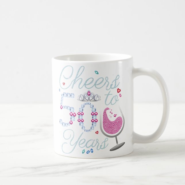 Cheers To 50 Years 50th Birthday Party Coffee Mug (Right)