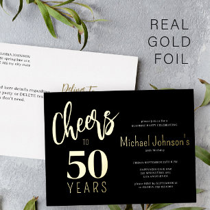 Cheers to 50 years 50th birthday party elegant foil invitation postcard