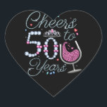 Cheers To 50 Years 50th Birthday Party Heart Stick Heart Sticker<br><div class="desc">Cheers To 50 Years 50th Birthday Party Team Dinking Family design Gift Heart Sticker Classic Collection.</div>