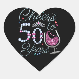 Cheers To 50 Years 50th Birthday Party Heart Stick Heart Sticker
