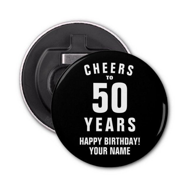 Cheers to 50 years 50th Birthday party magnetic Bottle Opener (Front)
