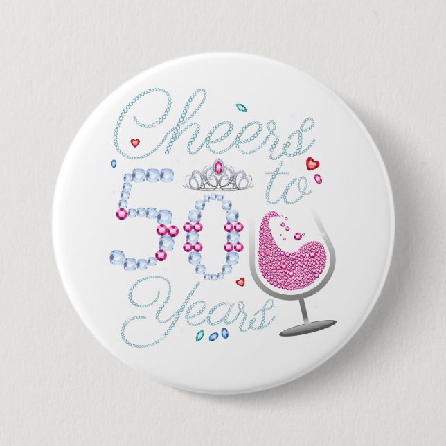 Cheers To 50 Years 50th Birthday Party Round 7.5 Cm Round Badge (Front)
