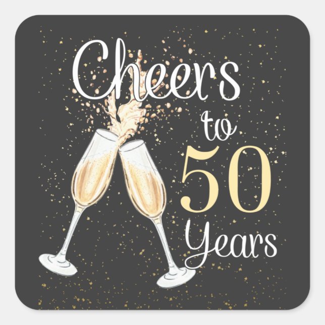 Cheers To 50 Years 50th Birthday Party Square Sticker (Front)