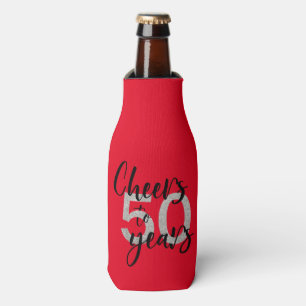 Cheers to 50 Years 50th Birthday Silver Glitter Bottle Cooler