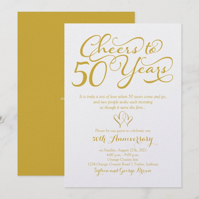 Cheers to 50 Years 50th Wedding Anniversary Invitation (Front/Back)