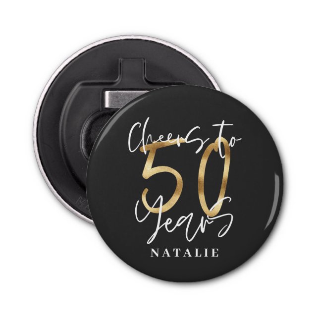 cheers to 50 years age birthday personalised bottle opener (Front)