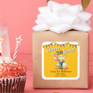 Cheers to 50 Years Aged to Perfection - Fiesta  Square Sticker