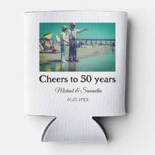 cheers to 50 years anniversary add name photo date can cooler