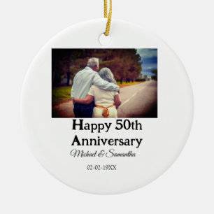 cheers to 50 years anniversary add name photo date ceramic tree decoration