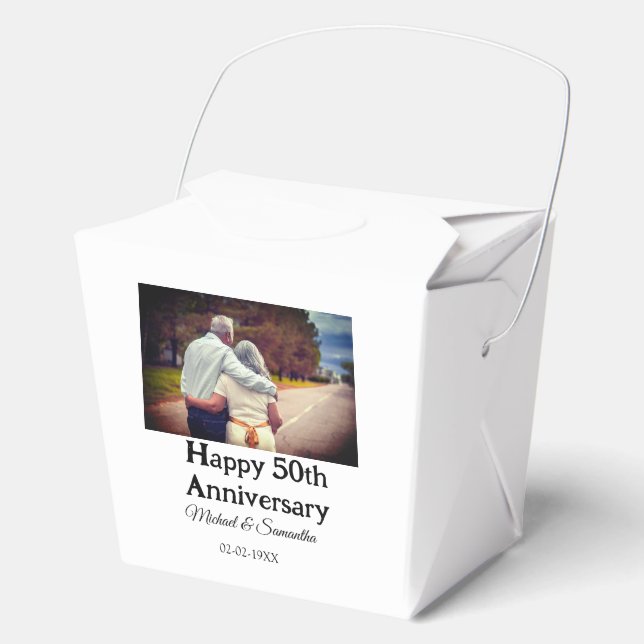 cheers to 50 years anniversary add name photo date favour box (Front)