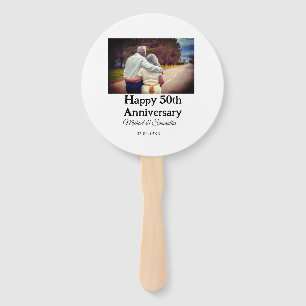 cheers to 50 years anniversary add name photo date hand fan