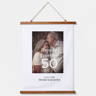 cheers to 50 years anniversary add name photo date hanging tapestry