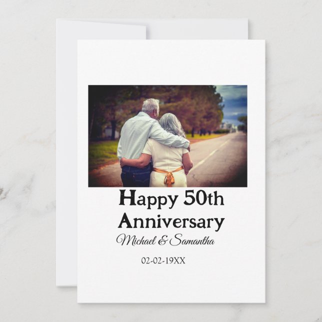 cheers to 50 years anniversary add name photo date invitation (Front)
