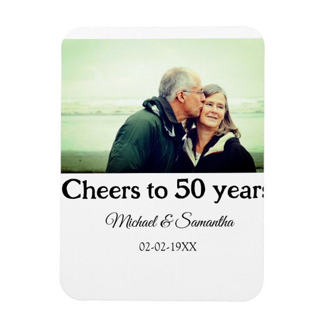 cheers to 50 years anniversary add name photo date magnet (Vertical)