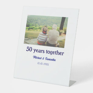 cheers to 50 years anniversary add name photo date pedestal sign