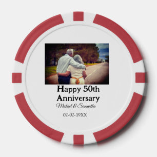 cheers to 50 years anniversary add name photo date poker chips