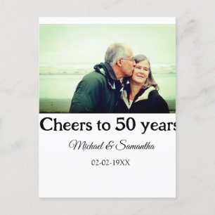 cheers to 50 years anniversary add name photo date postcard