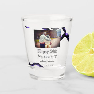 cheers to 50 years anniversary add name photo date shot glass