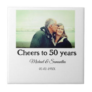 cheers to 50 years anniversary add name photo date tile