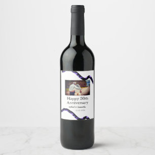 cheers to 50 years anniversary add name photo date wine label