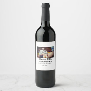 cheers to 50 years anniversary add name photo date wine label