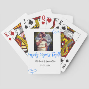 cheers to 50 years anniversary blue leaf photo nam playing cards