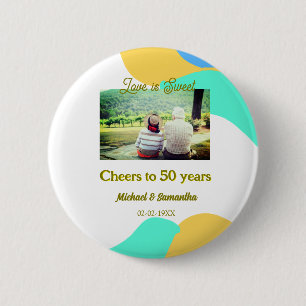 cheers to 50 years anniversary love is Sweet retro 6 Cm Round Badge