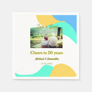 cheers to 50 years anniversary love is Sweet retro Napkin