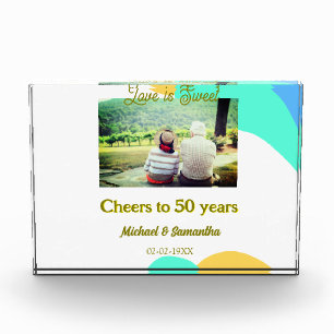 cheers to 50 years anniversary love is Sweet retro Photo Block