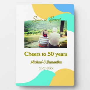cheers to 50 years anniversary love is Sweet retro Plaque