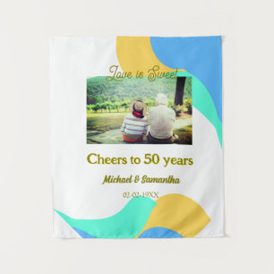 cheers to 50 years anniversary love is Sweet retro Tapestry
