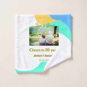 cheers to 50 years anniversary love is Sweet retro Wash Cloth