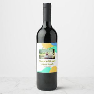 cheers to 50 years anniversary love is Sweet retro Wine Label