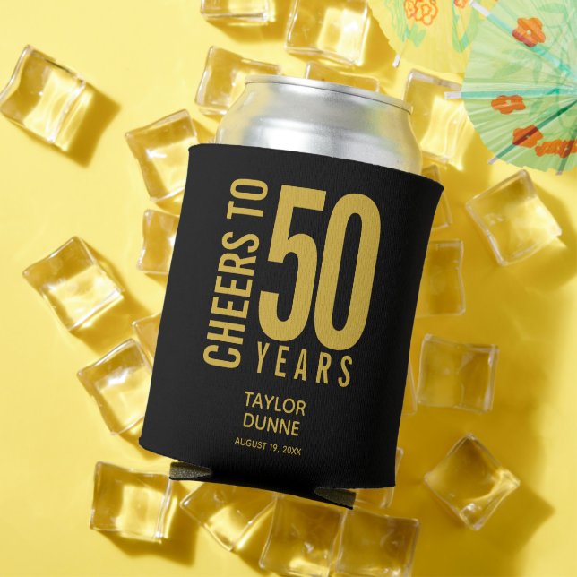 Cheers to 50 Years Birthday Celebration Can Cooler (In Situ Summer)