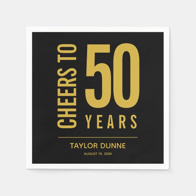 Cheers to 50 Years Birthday Celebration Napkin (Front)