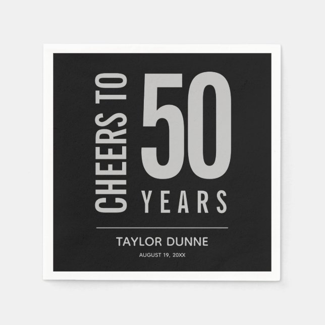 Cheers to 50 Years Birthday Celebration Napkin (Front)
